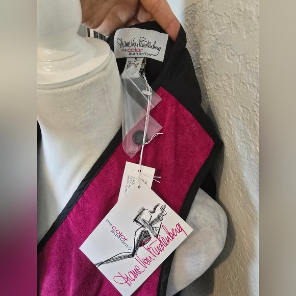 Diane Von Furstenberg Women's Suede Leather Vest Artsy Avant Garde Hot Pink M - Picture 5 of 5